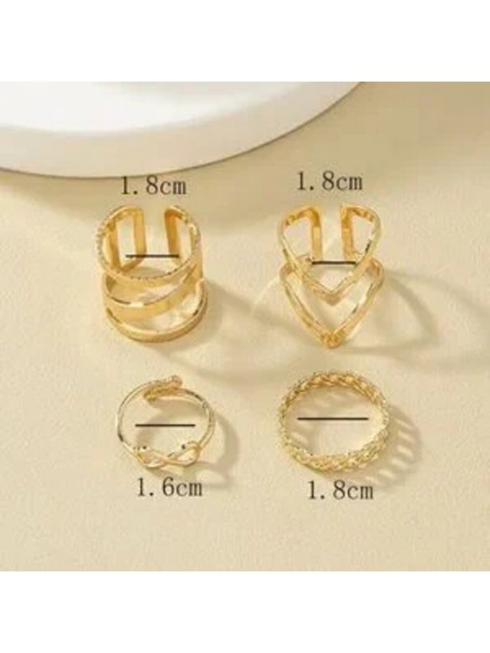 Gold Midi 4pc Infinity Ring Set - Picture 3 of 3